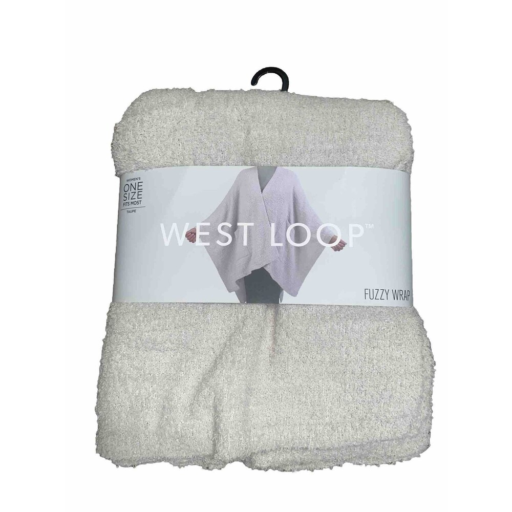 West Loop Women's One Size Fits Most Taupe Fuzzy Wrap